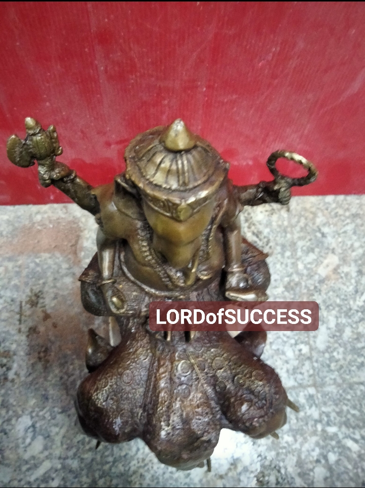 พระพิฆเนศทรงช้างเอราวัณ เนื้อทองเหลือง สูง 12 นิ้ว
