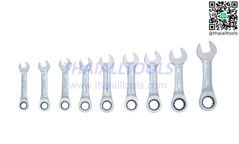 ชุดประแจปากตาย แหวนฟรี สั้น 10-19mm SHORT RATCHET COMBINATION SPANNER SET 9PC KENNEDY