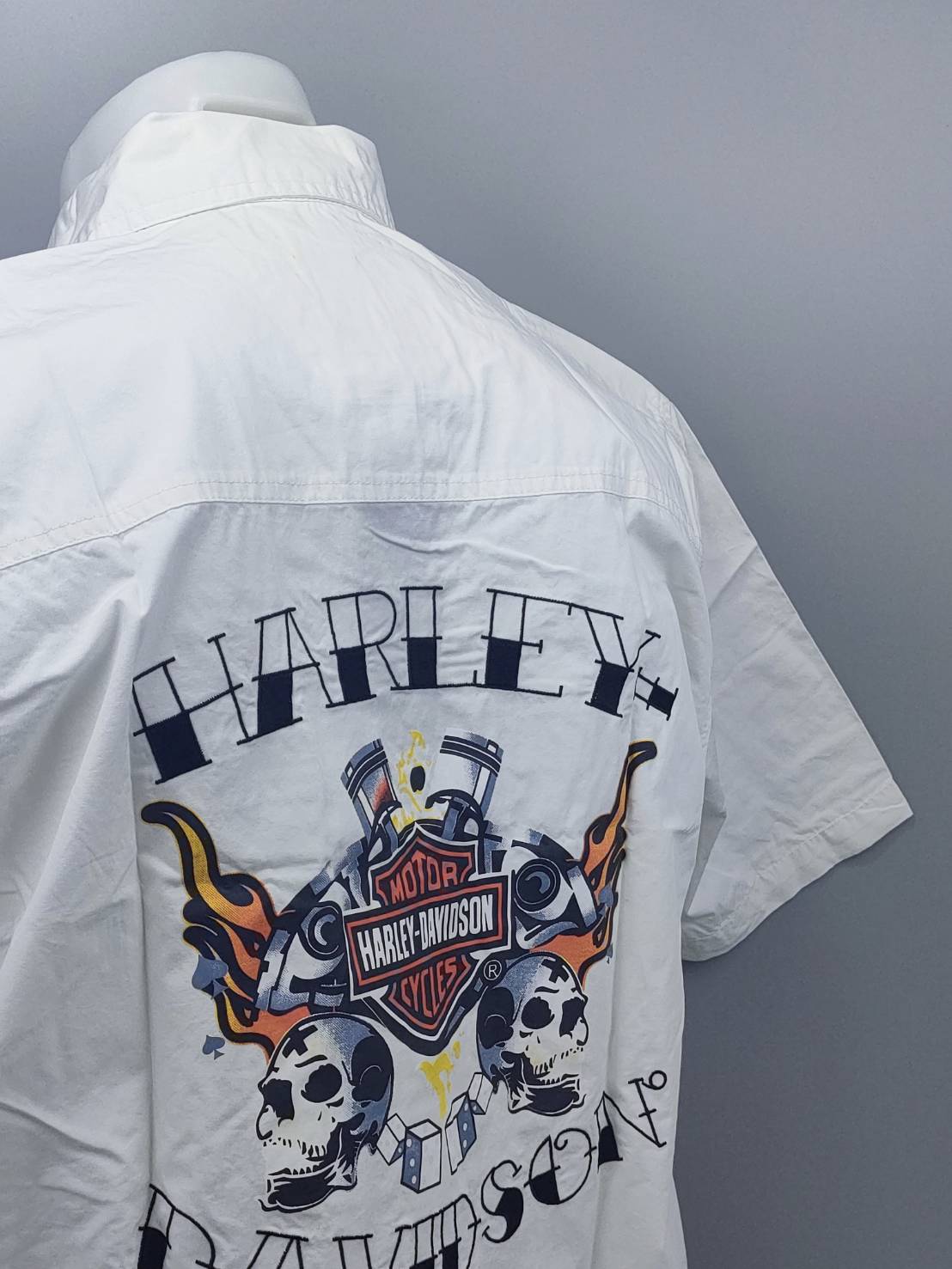 เสื้อ Shirt H-D พิมพ์ลาย โลโก้ เครื่องหัวกะโหลกคู่ ไซส์ M