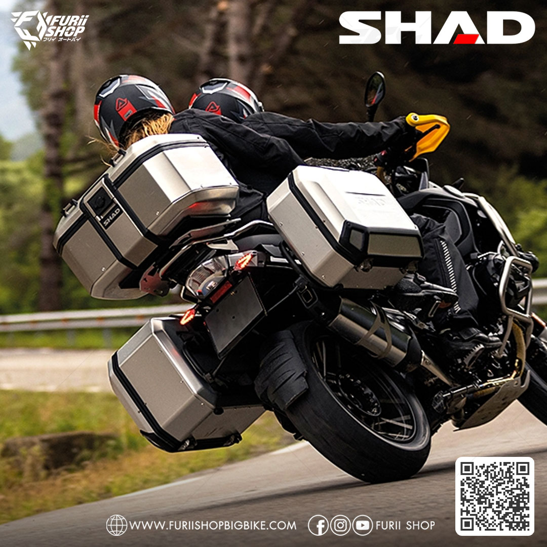 กล่องหลัง SHAD TR55 Silver ขนาด 55 ลิตร (สามารถเก็บหมวกกันน็อคได้ 2 ใบ)