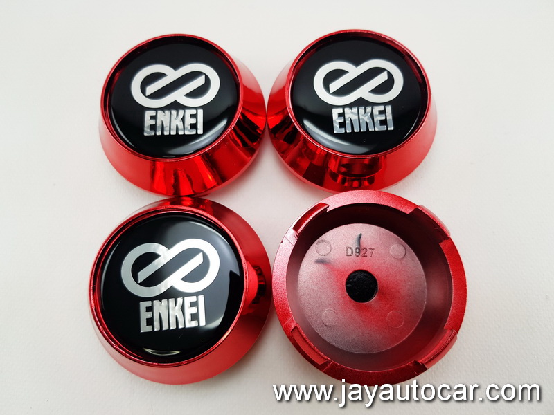 ฝาล้อรถยนต์ ฝาล้อแม็กซ์ สำหรับ ล้อแม็ก RPF1 เอ็นไก สติ๊กเกอร์เรซิ่น ENKEI สีแดง โครมเมี่ยม ขนาด 63 มิล 1ชุด 4ชิ้น