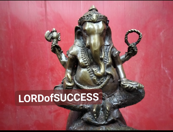 พระพิฆเนศทรงช้างเอราวัณ เนื้อทองเหลือง สูง 12 นิ้ว