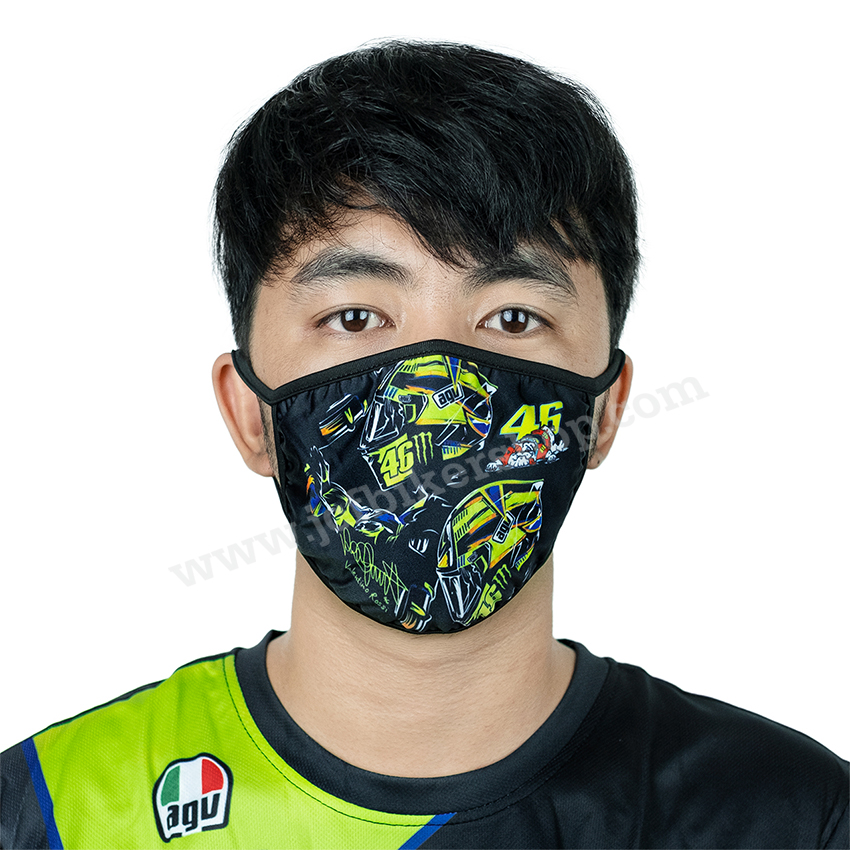 moto gp ผ้าปิดจมูกลาย46 กันมลภาวะผ้านาโนแห้งไวที่เปลี่ยนแผ่นกรองลวดลายคมชัด