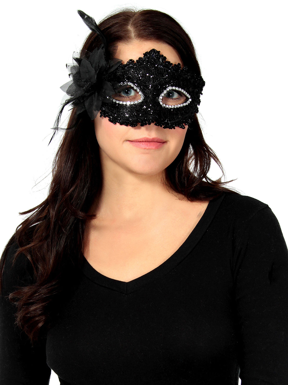 หน้ากากปาร์ตี้สไตล์เวนิสประดับดอกไม้ หน้ากากออกงาน ปาร์ตี้ การแสดง Fancy Masquerade 