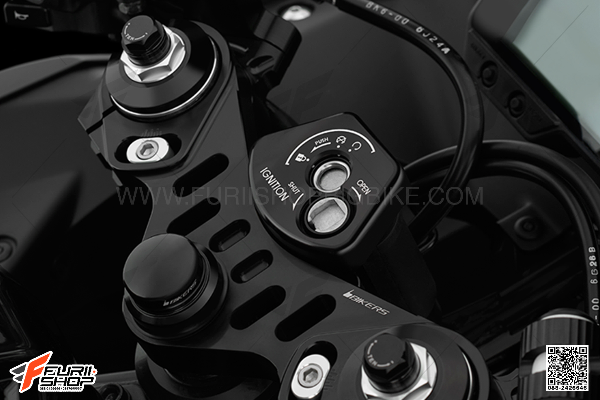 ฝาปิดสวิทช์กุญแจ BIKERS สีดำ FOR YAMAHA R15 2017