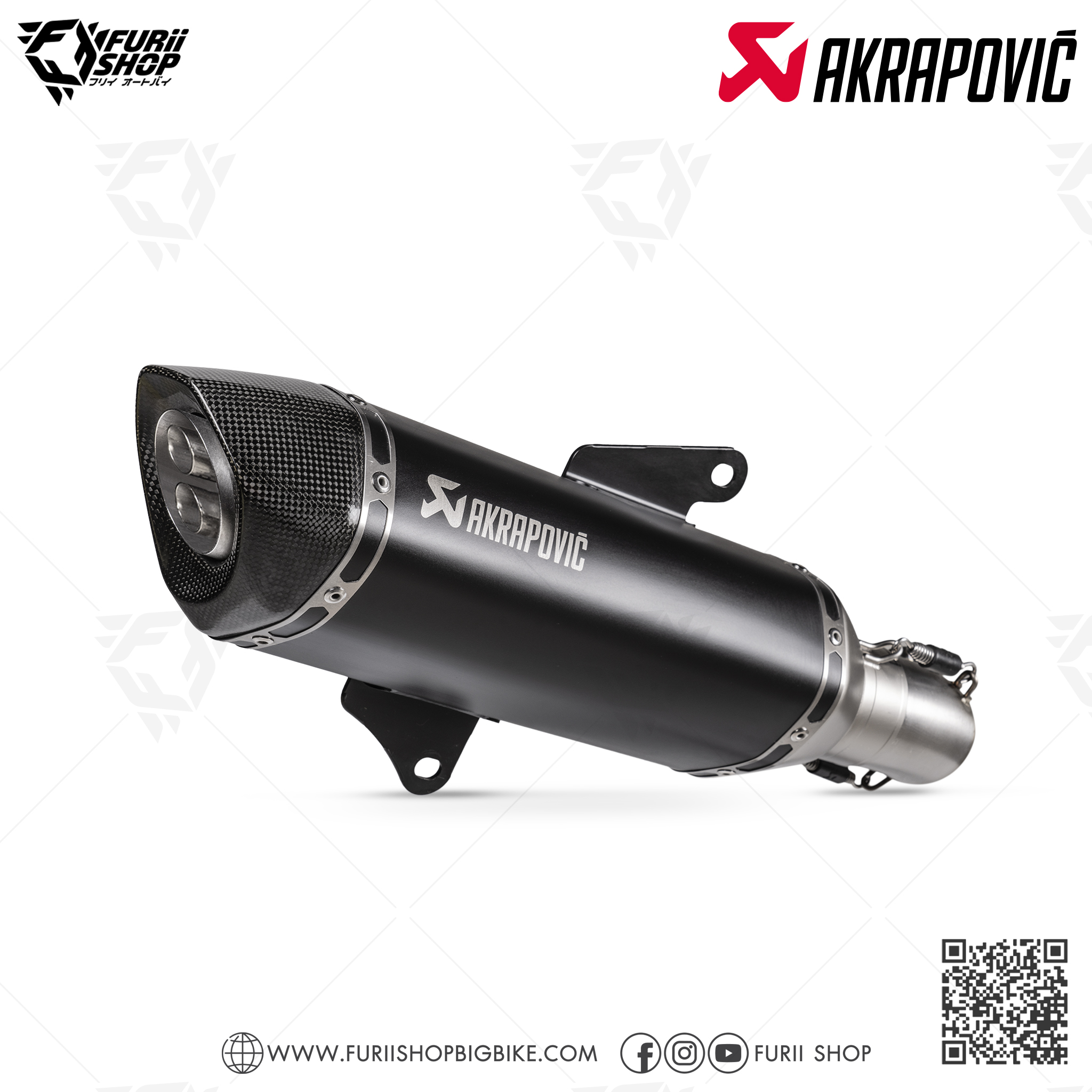 ท่อมอเตอร์ไซค์ Akrapovic Slip on Black New Shape (2รู) : for Honda Forza300ABS 2018-2019/ForzaABS 350 2020-2022