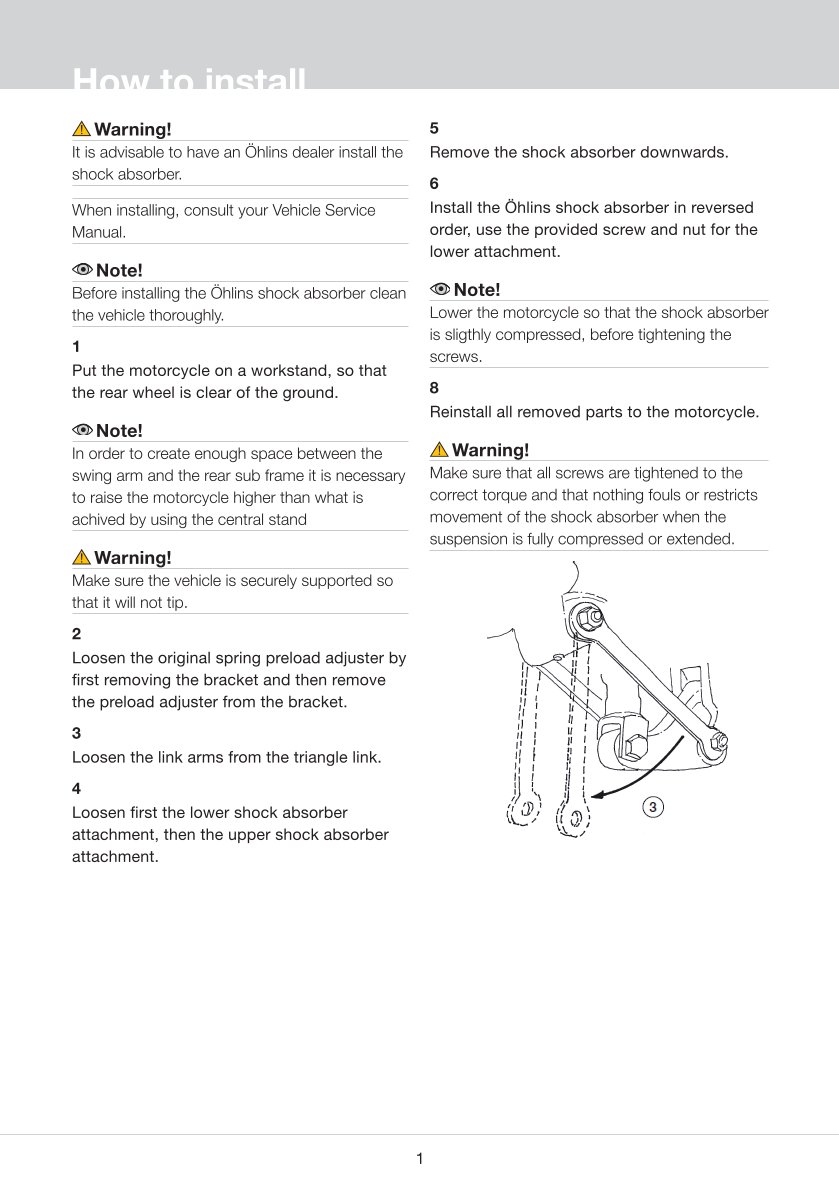 โช๊คหลังแต่ง Ohlins YA056 For Yamaha FJR 1300 ปี 2001-2005