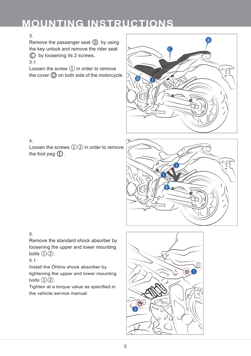 โช๊คหลังแต่ง Ohlins HO913 For Honda CBR650R ปี 2019-2023