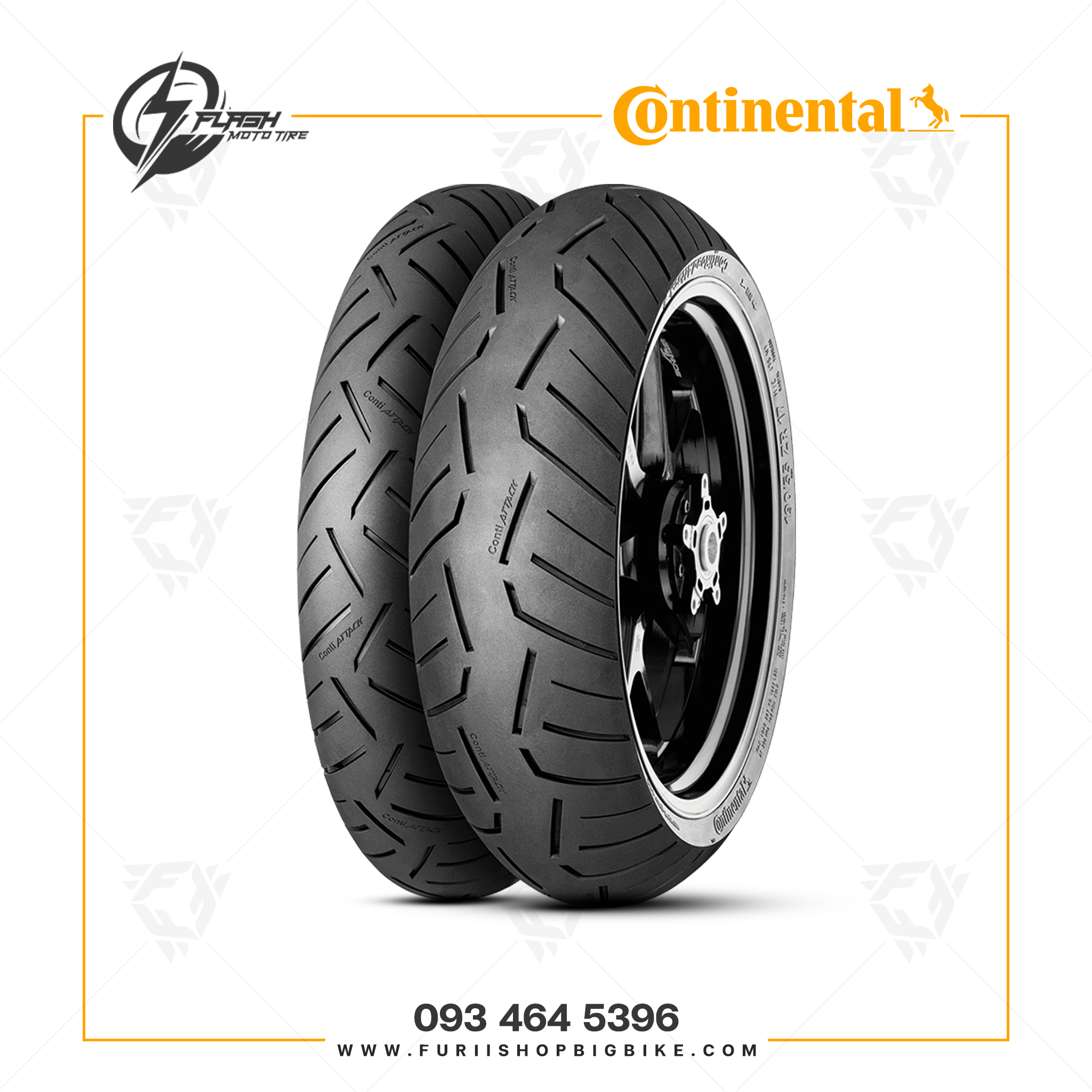 ยางมอเตอร์ไซค์ CONTINENTAL Conti Road Attack 3 : F 120/70ZR17 + R 180/55ZR17