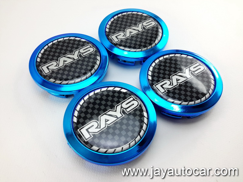 ฝาล้อรถยนต์ สำหรับ ล้อแม็ก สติ๊กเกอร์ RAYS น้ำเงิน ขนาด 58 มิล 1ชุด 4ชิ้น