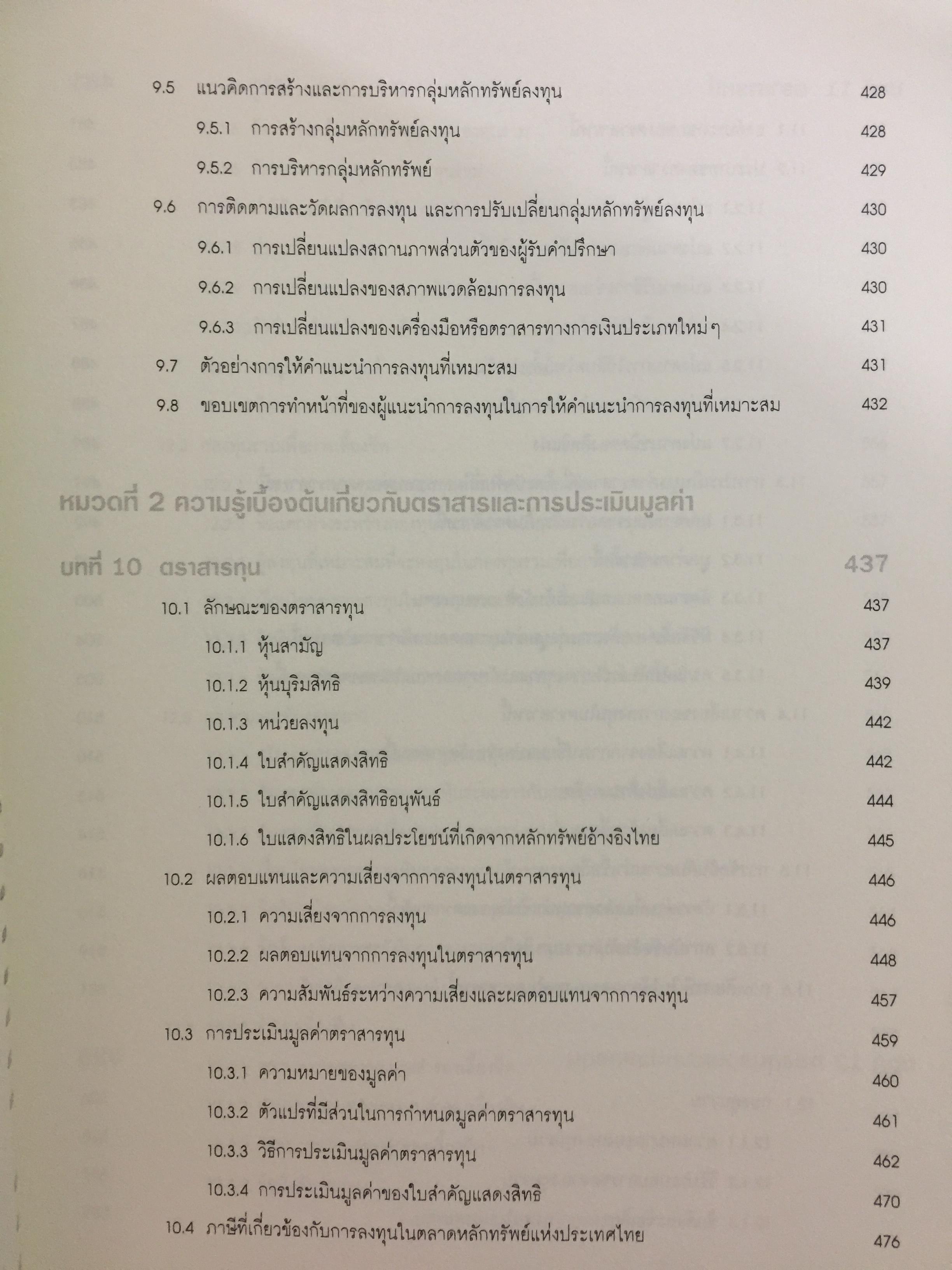 ตลาดการเงิน และการลงทุนในหลักทรัพย์. หลักสูตรผู้แนะนำการลงทุนด้านหลักทรัพย์ Securities Investment Consultant จัดพิมพ์โดย ตลาดหลักทรัพย์แห่งประเทศไทย 3,500 กรัม