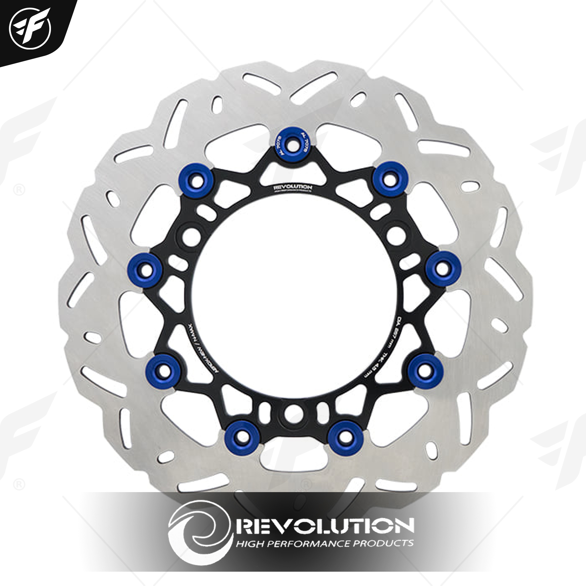 จานดิสเบรคหน้า ลายหยัก 4.5mm. REVOLUTION AEROX-155 NEW/N-MAX-155 จาน267mm ดำหมุดน้ำเงิน