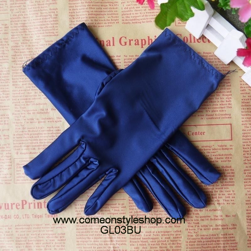 ถุงมือผ้าซาตินแบบสั้น ถุงมือออกงาน การแสดง แต่งงาน คอสเพลย์ Satin Short Gloves