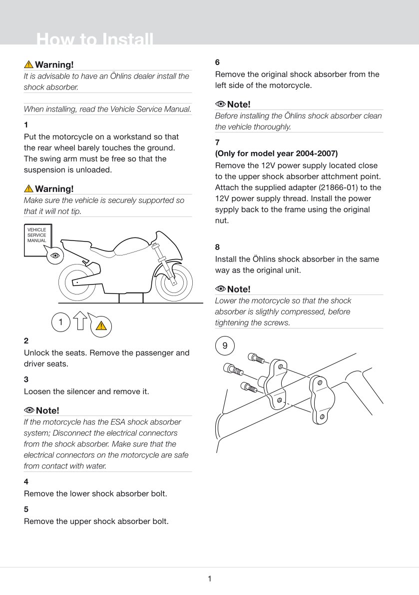 โช๊คหลังแต่ง Ohlins BM676 For BMW R 1200 GS ปี 2004-2012
