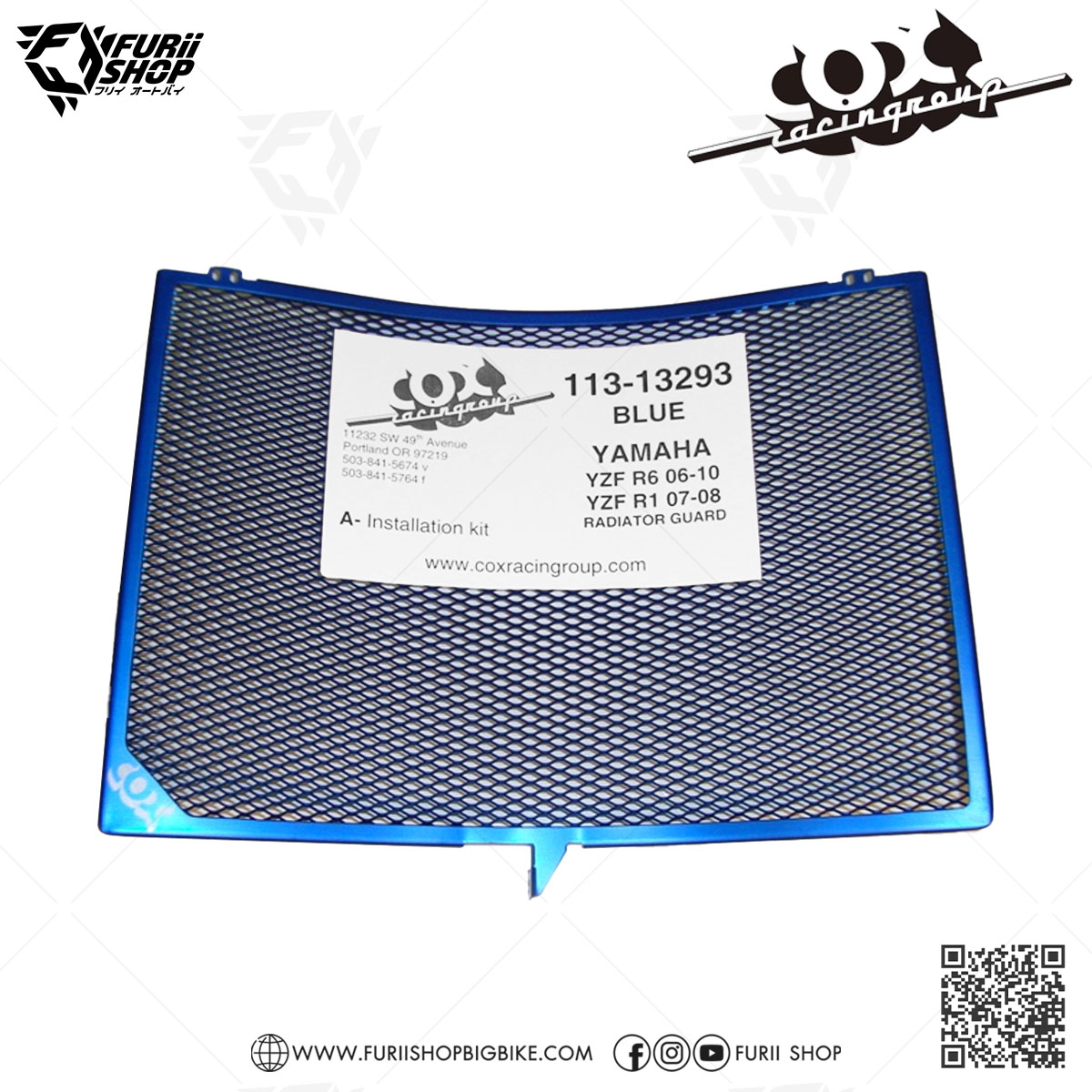 การ์ดหม้อน้ำ Cox Racing Radiator Guard (Blue) : for Yamaha R6 2006-2016