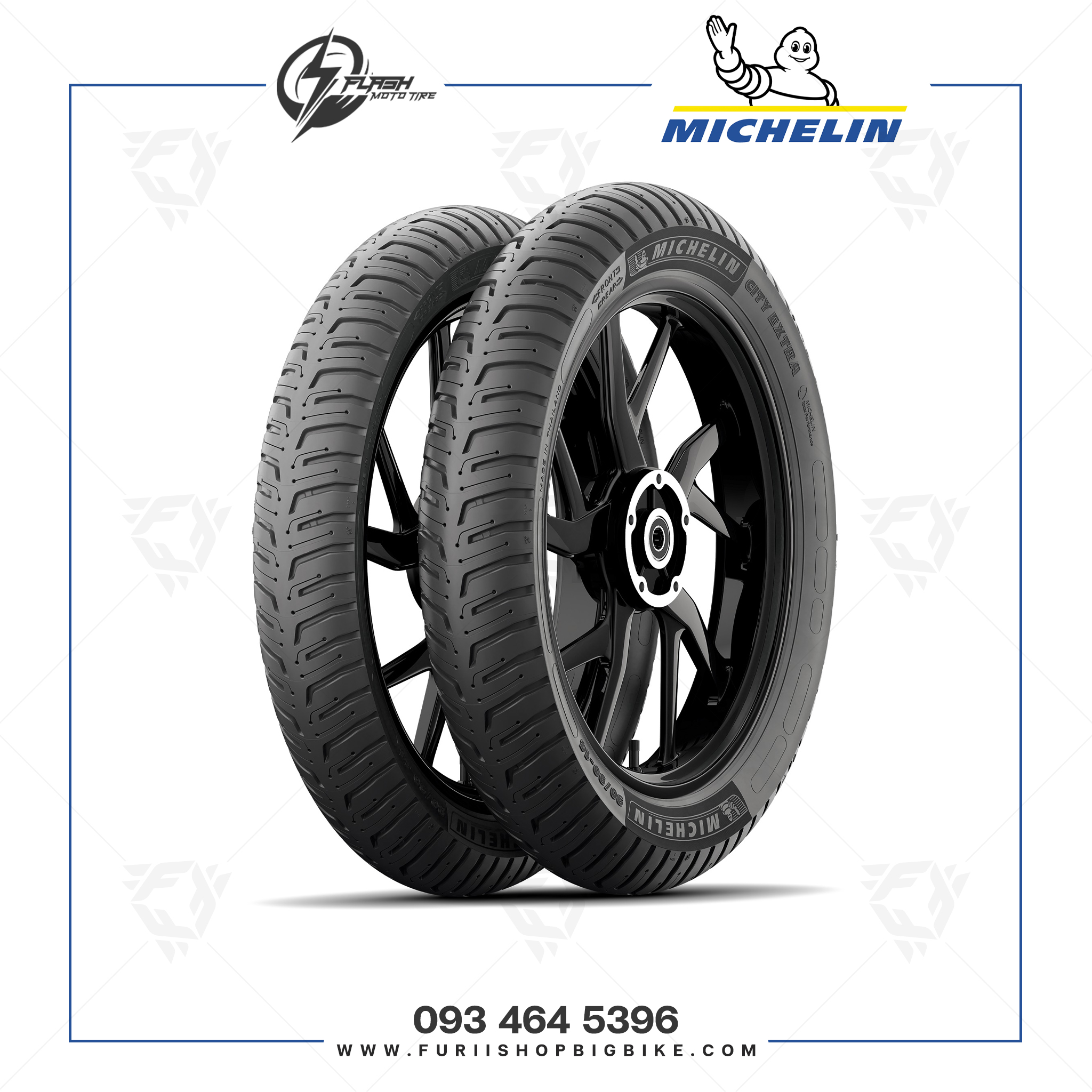 ยาง/ยางรถมอเตอร์ไซค์/ยางบิ๊กไบค์ MICHELIN CITY EXTRA : 90/90-12 M/C 54P TL