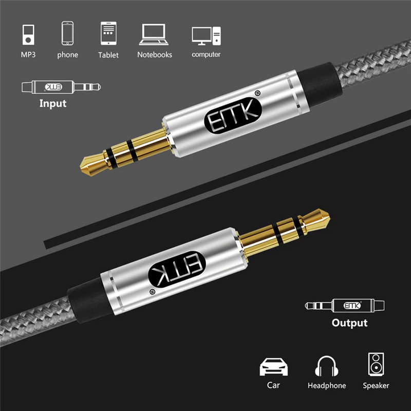 ขาย ERTK AUX Grey สาย Aux 3.5 เป็น 3.5 เกรดพรีเมี่ยม สำหรับเครื่องเสียง