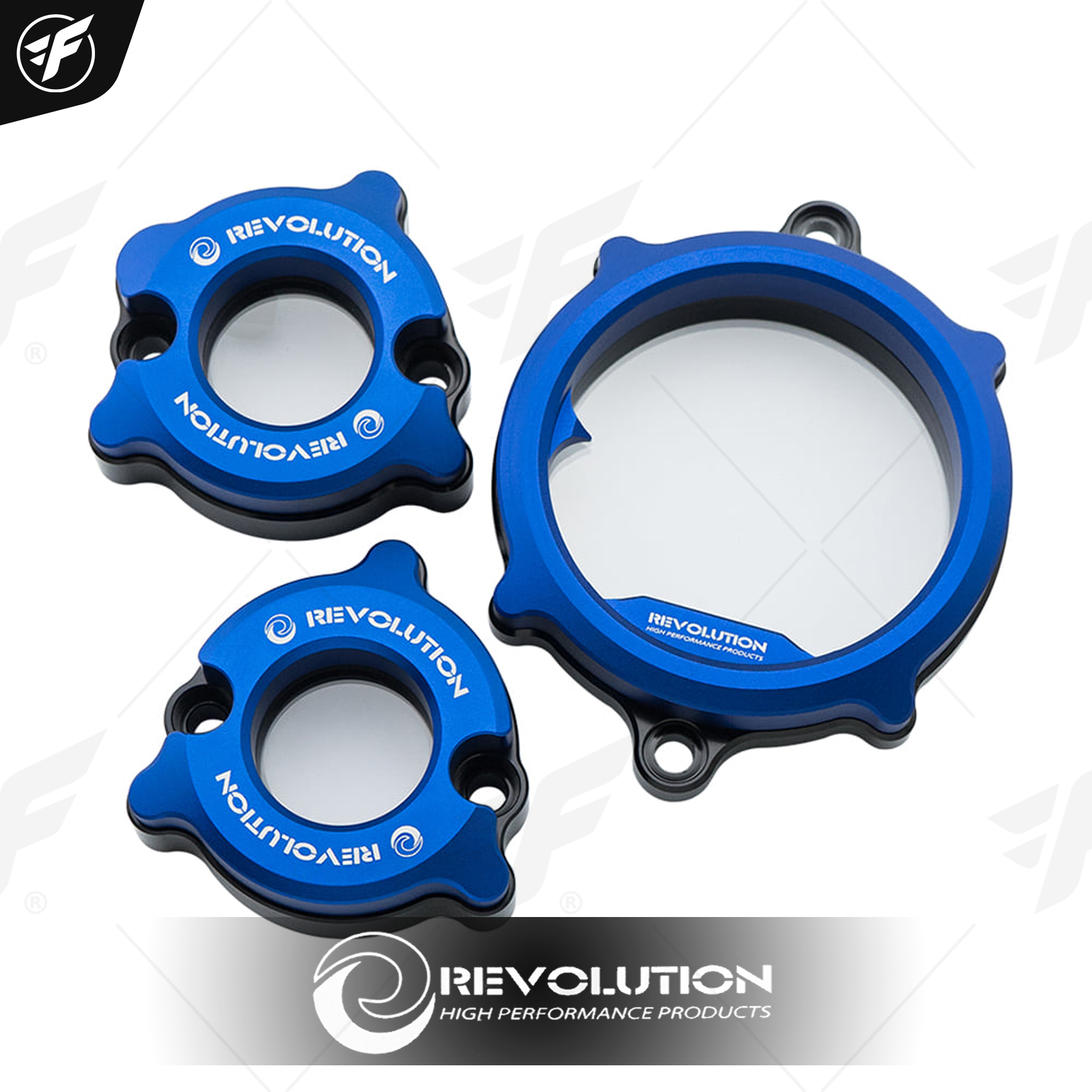 ชุดฝาปิดฝาสูบด้านL ฝาปิดตั้งวาล์ว+อคริลิค CNC REVOLUTION MONKEY-125 NEW 5เกียร์ /GROM-125 น้ำเงิน