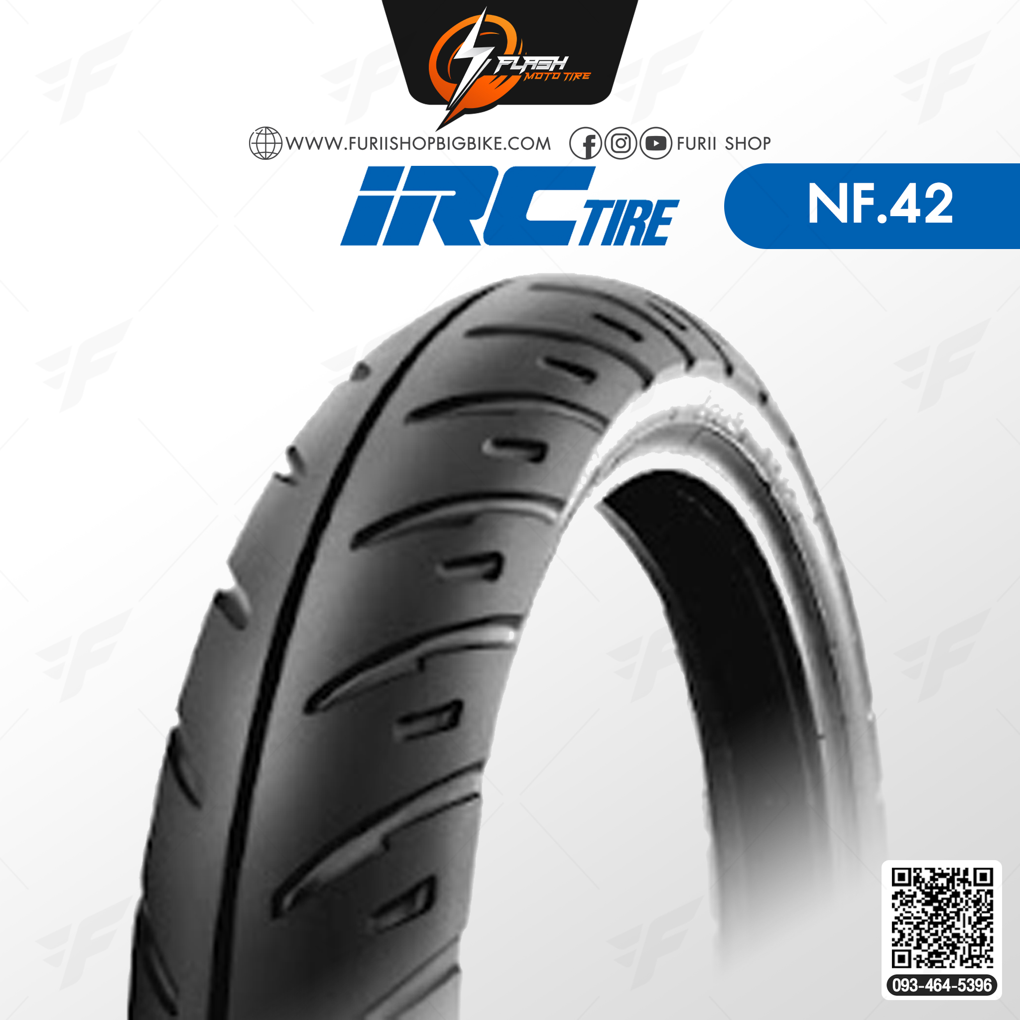ยางมอเตอร์ไซค์ ยางนอก IRC NF.42 (TZM TL) ยางหน้า : 90/80-17