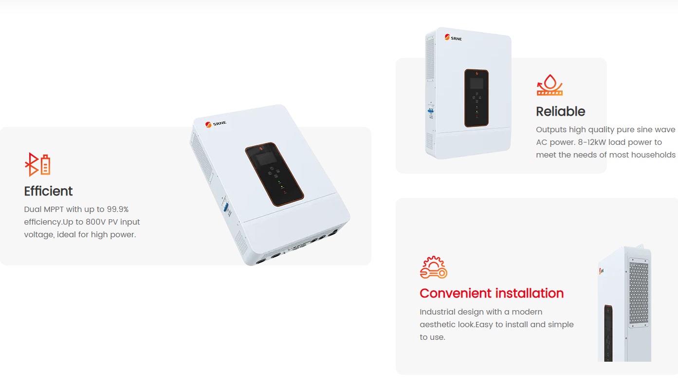 SRNE Hybrid inverter12kW3phase ไฮบริดออฟกริด 12kW3phase(พร้อมฟังค์ชั่นออนกริดจากแผงและ AC output หมดปัญหาไฟย้อน)