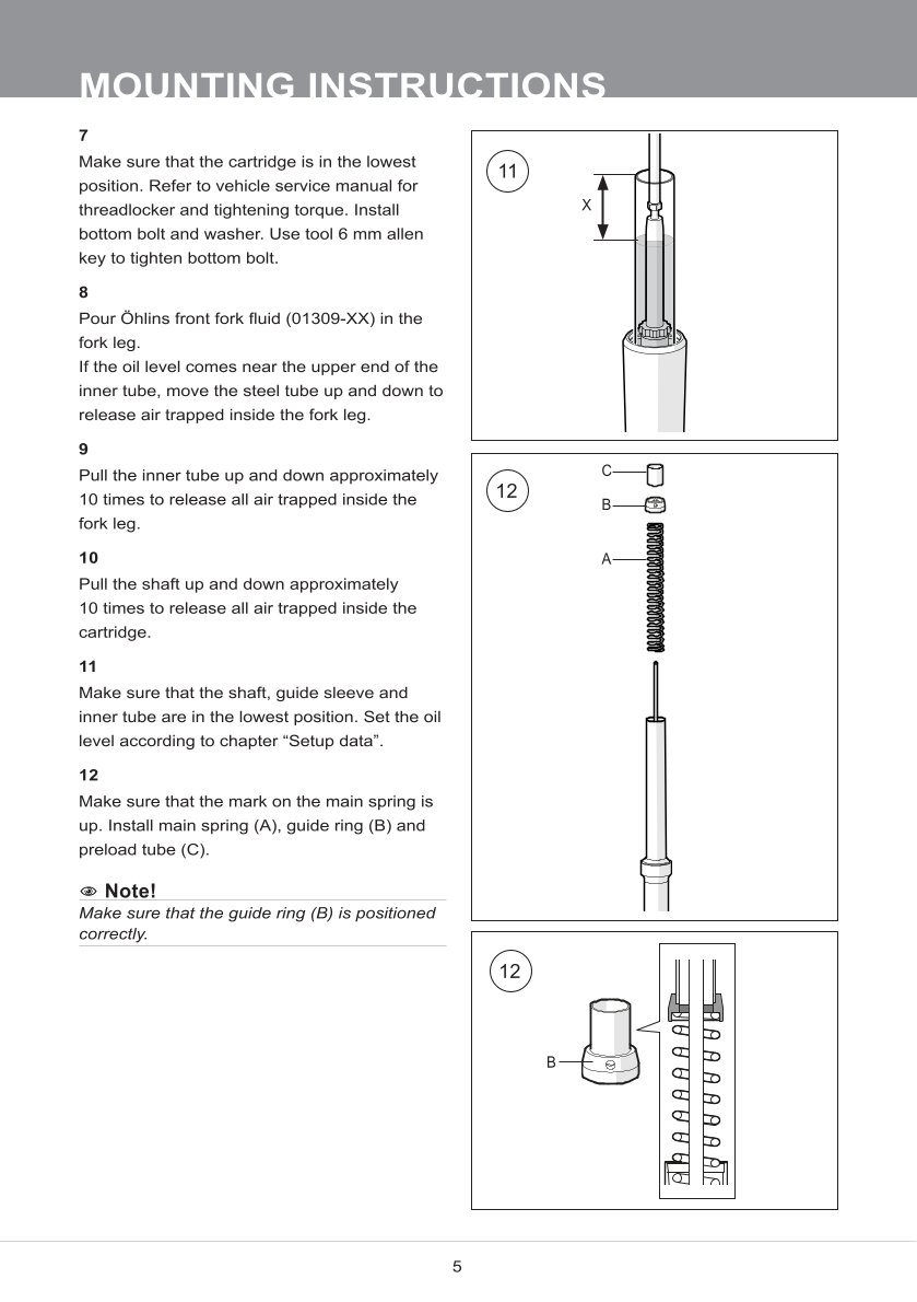 สปริงโช้คหน้า Ohlins FKS202 For Kawasaki Z300 (ER300) 2013-2017