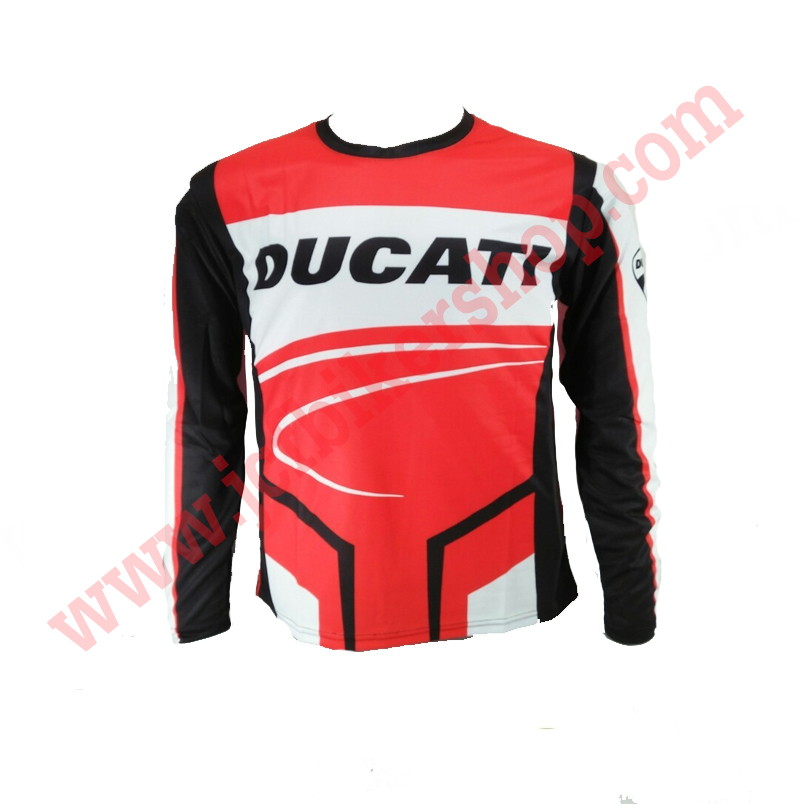 เสื้อยืดขี่มอเตอร์ไซค์ เสื้อยืดมอเตอร์ไซค์ เสื้อแขนยาวDucati JT-528L เนื้อผ้าไมโคไฟเบอร์มีประสิทธิภาพในการซับเหงื่อสูงผ้าไม่เหนียวติดตัว
