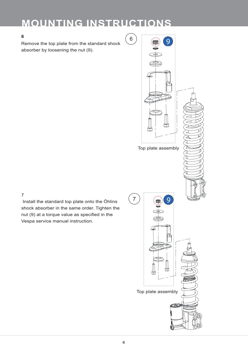 โช้คหน้า OHLINS PI921 For Vespa GTV 2024