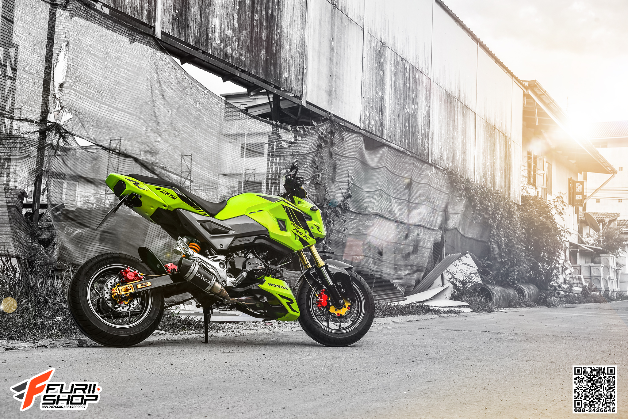งานทำสี HONDA MSX125 สีเขียวมะนาว