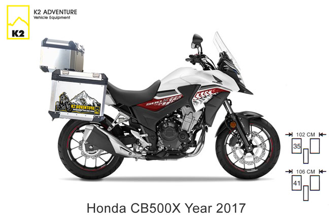 กล่องข้าง ปี๊บ 3 ใบ แร็ค&เพลท K2 PRO 38L & 33L FOR HONDA CB500X 2017