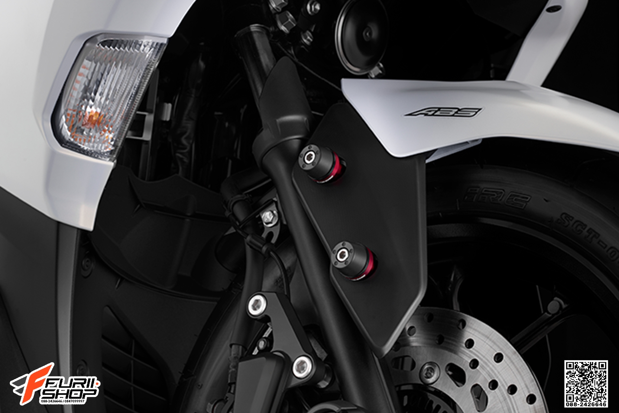 กันล้มบังโคลนหน้า BIKERS สีแดง FOR YAMAHA AEROX155