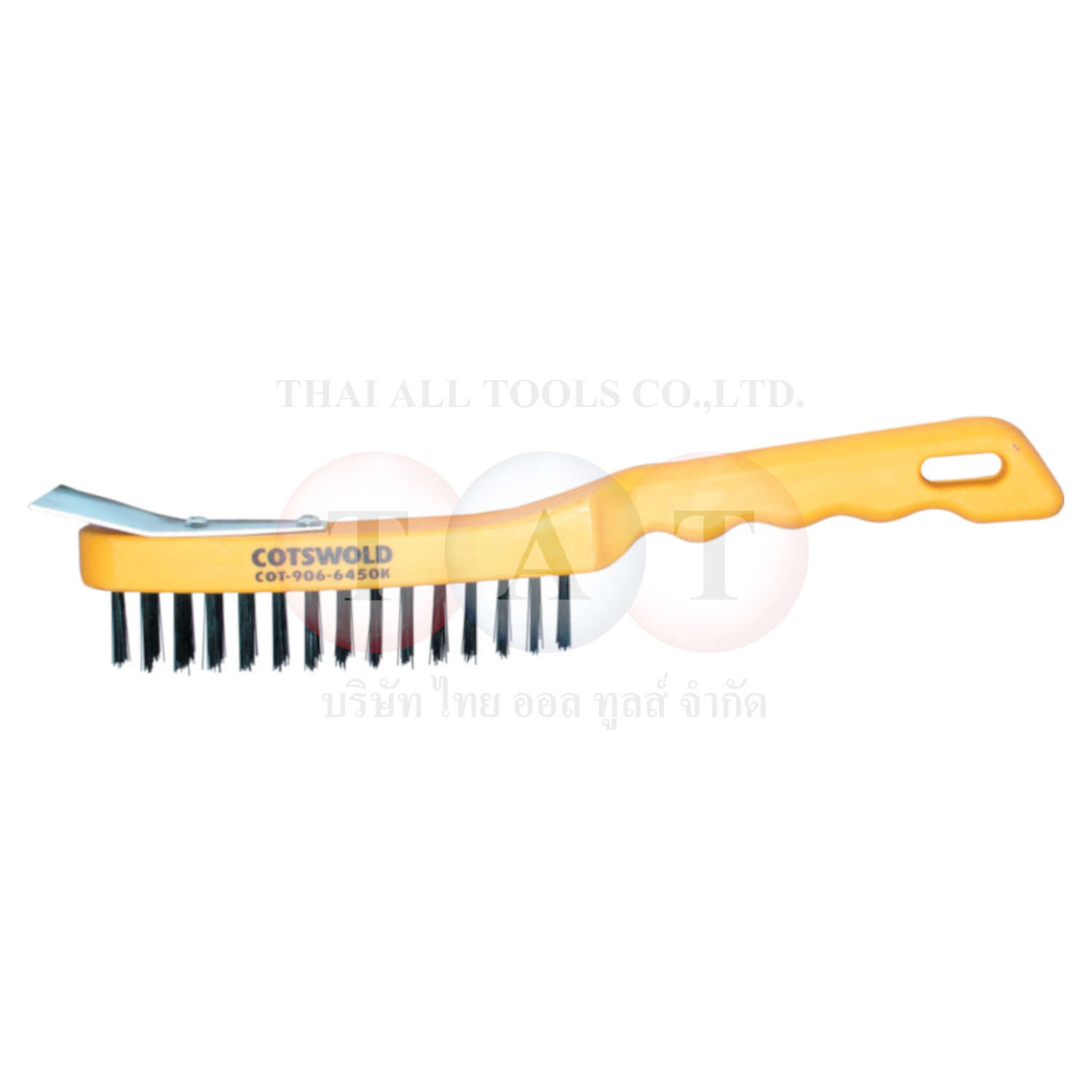 Cotswold.4-ROW PLASTIC HANDLE WIRE BRUSH C/W SCRAPER