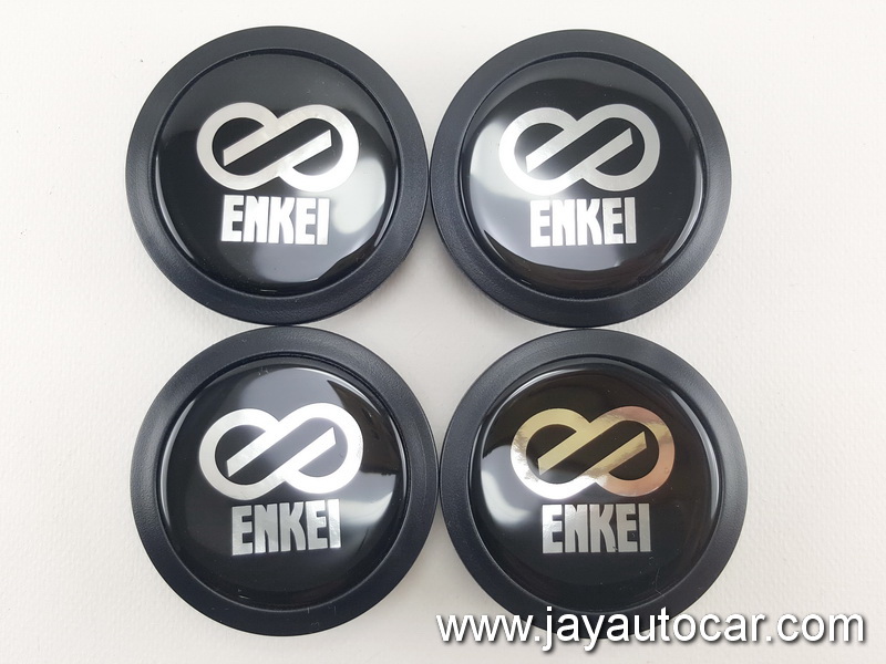ฝาล้อรถยนต์ สำหรับ ล้อแม็ก สติ๊กเกอร์เรซิ่น ENKEI สีดำ ขนาด 58 มิล 1ชุด 4ชิ้น 58mm.