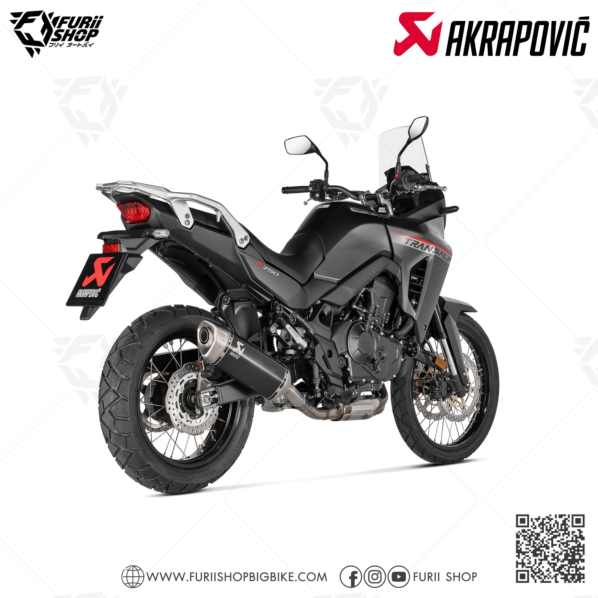 ท่อมอเตอร์ไซต์ Akrapovic Slip on Black : for Honda Transalp 750 2023