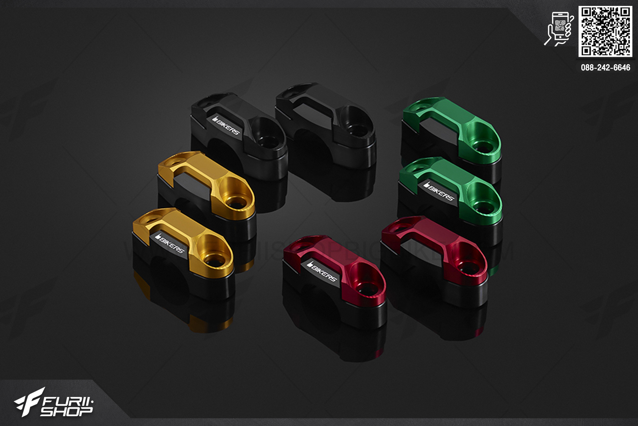 ตุ๊กตาแฮนด์ผอม เส้นผ่านศูนย์กลาง 22.2 mm (Bar Clamp set 22.2 mm) Bikers Kawasaki Z250SL ABS