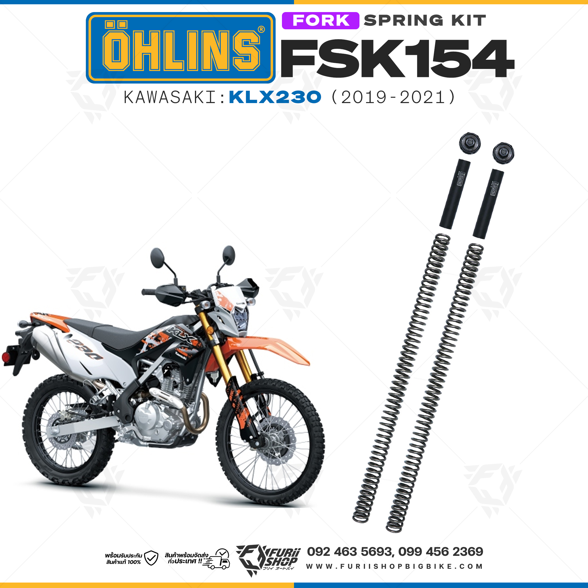 สปริงโช้คหน้า Ohlins FSK154 For Kawasaki KLX230 2019-2021