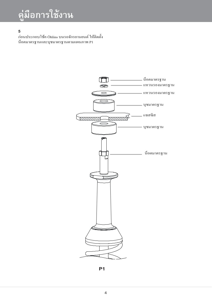 โช๊คหลังแต่ง Ohlins PI802 For Vespa Sprint 125 ABS ปี 2016-2023