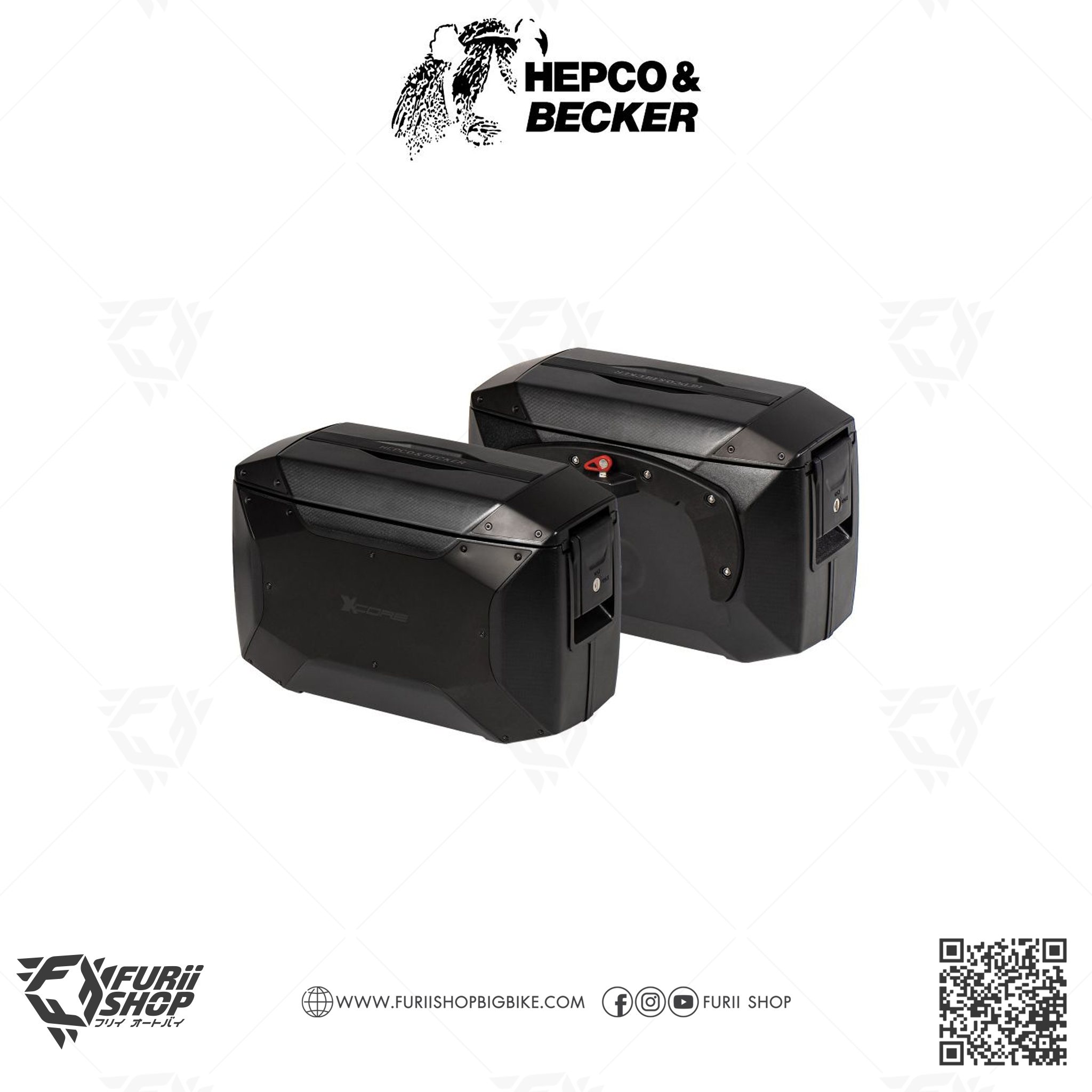 กล่องข้าง HEPCO & BECKER : XCORE SIDE CASE SET FOR C-BOW CARRIER/Pair 29 x 44 x 20 Black