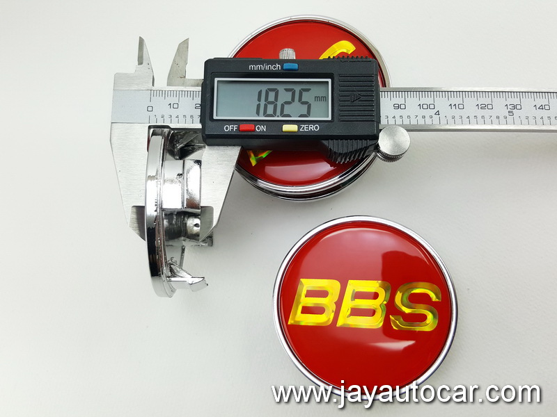 ฝาล้อรถยนต์ BBS สำหรับ ล้อแม็ก สติ๊กเกอร์เรซิ่น BBS แดง ขอบเงิน ขนาด 63.5 มิล 1ชุด 4ชิ้น 63.5mm.