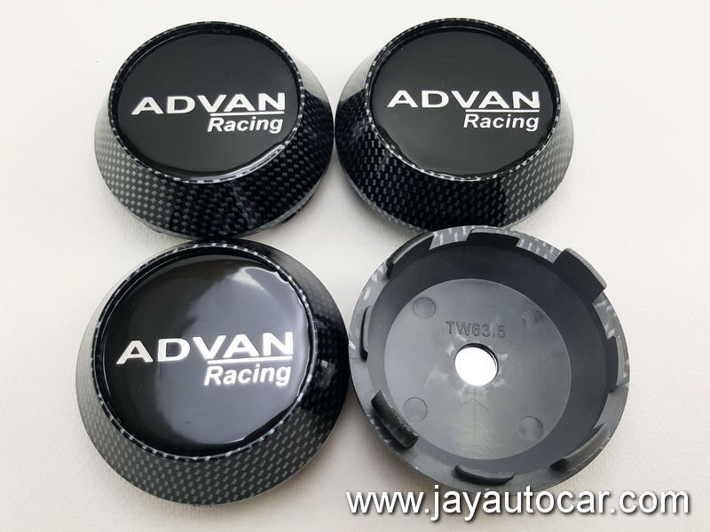 ฝาล้อรถยนต์ สำหรับ ล้อแม็ก สติ๊กเกอร์เรซิ่น ADVAN RACING ลาย เคฟล่า ขนาด 63.5 มิล 1ชุด 4ชิ้น สำเนา