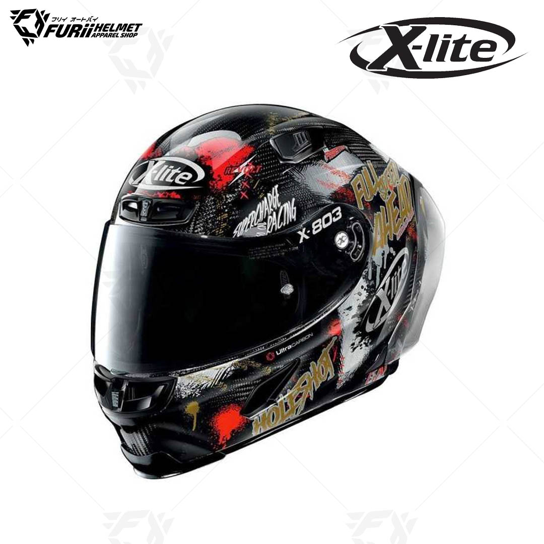หมวกกันน็อค X-LITE : X-803RS ULTRA CARBON HOLESHOT CARBON35
