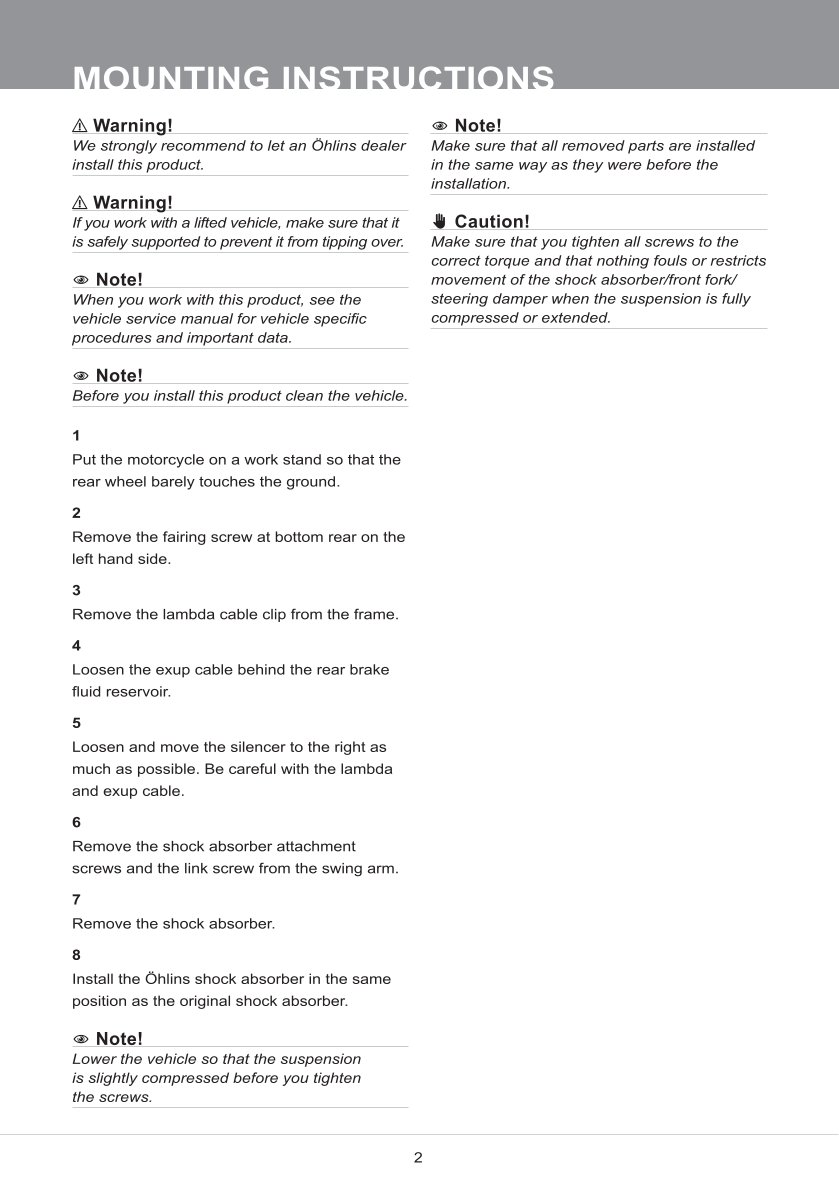 โช๊คหลังแต่ง Ohlins HO890 For Honda NSR Mini