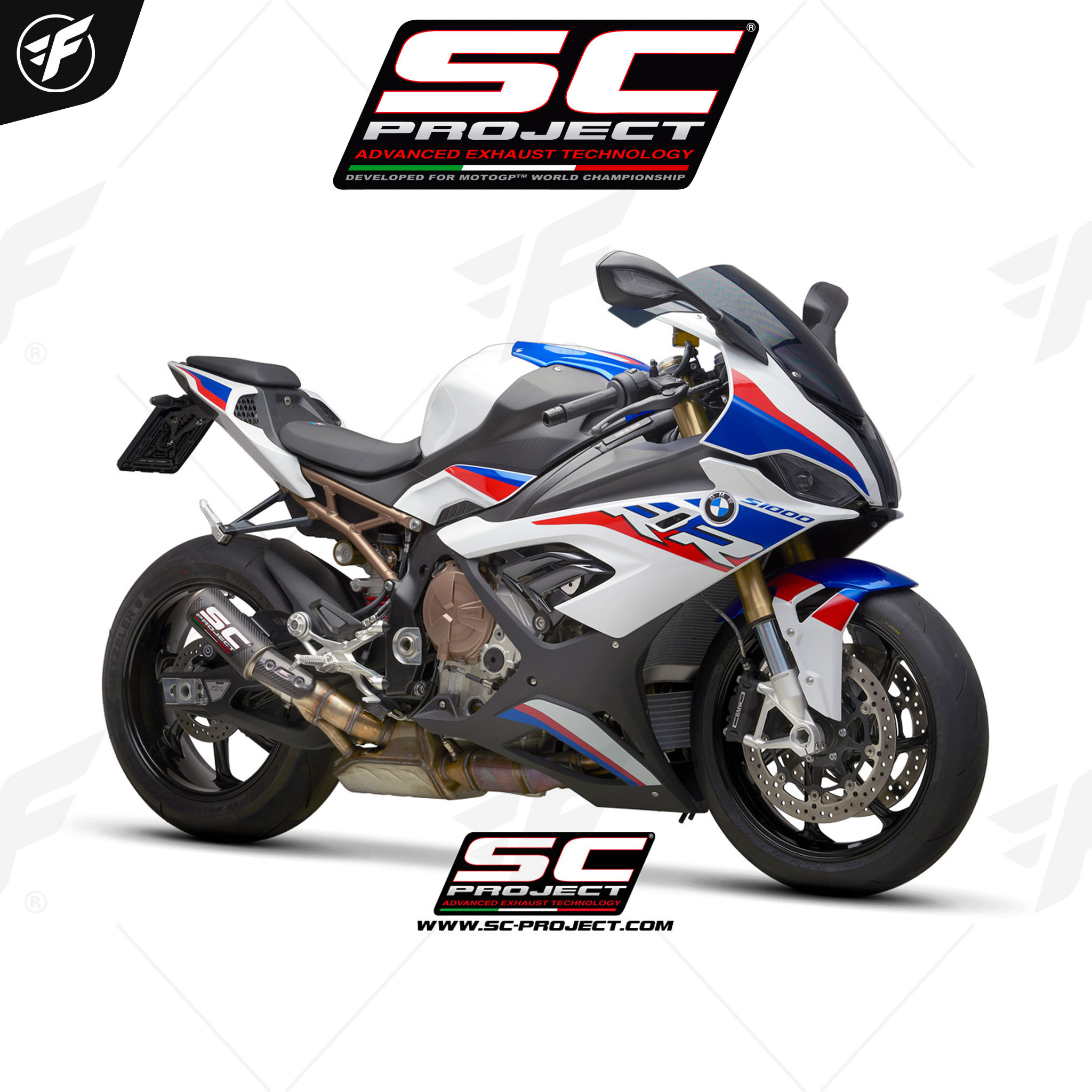 BMW S 1000 RR (2015 - 2016) Conic Muffler, with Carbon fiber end cap