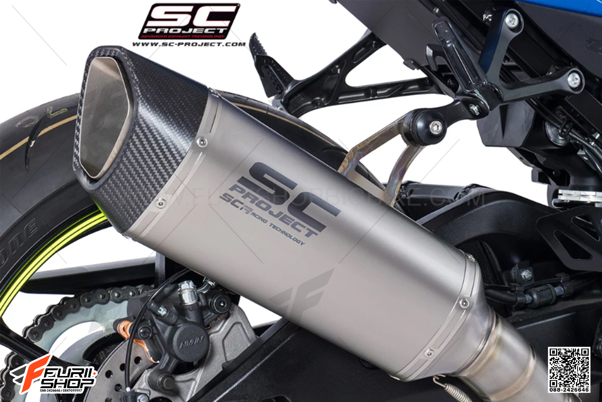 ท่อมอเตอร์ไซค์ SC PROJECT SC1-R Muffler, Titanium, with Carbon fiber end cap FOR SUZUKI GSX-R1000 L7 ท่อแต่ง ท่อสูตร ท่อบิ๊กไบค์ ท่อBigbike ท่อไอเสีย
