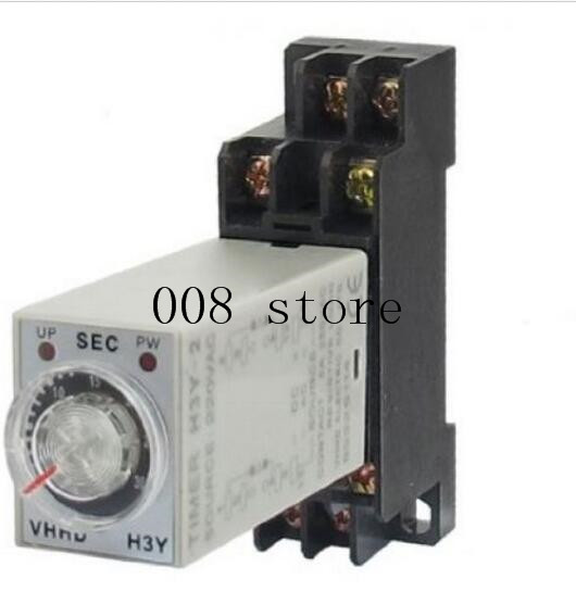 ตัวตั้งเวลา 0-30นาที/H3Y-2 AC 220V Delay Timer Time Relay 0 - 30 Minute with Base สำเนา