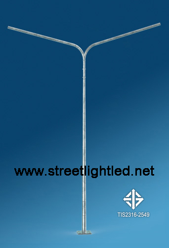 เสาโคมไฟถนน ปลายเรียวชุบกัลวาไนซ์ กิ่งคู่ มอก.2316-2549