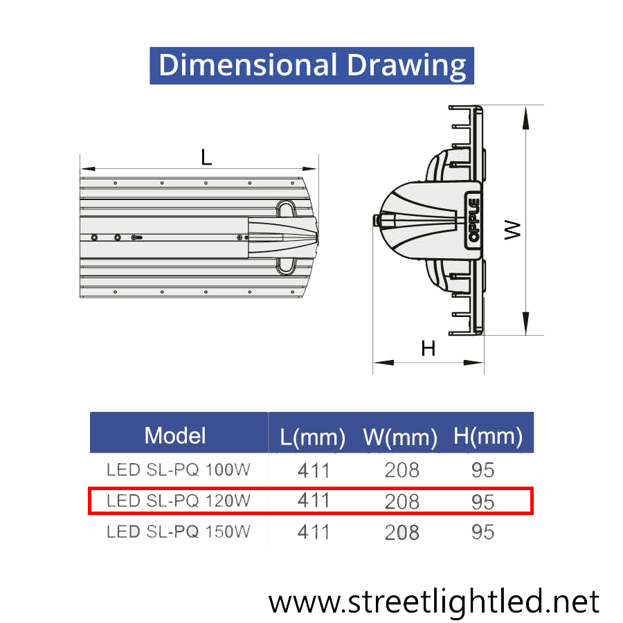 โคมไฟถนน LED 120w รุ่นPQ-series ยี่ห้อ Opple (แสงขาว)
