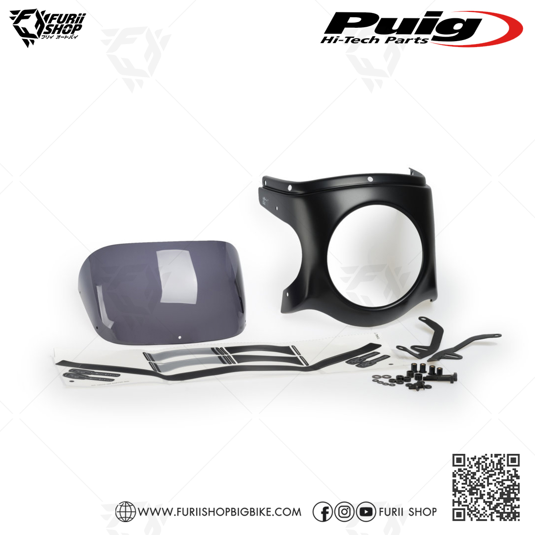 ชิลด์หน้า Puig Windshield Retro Semi Fairing Black : for Yamaha XSR900 2017-2020