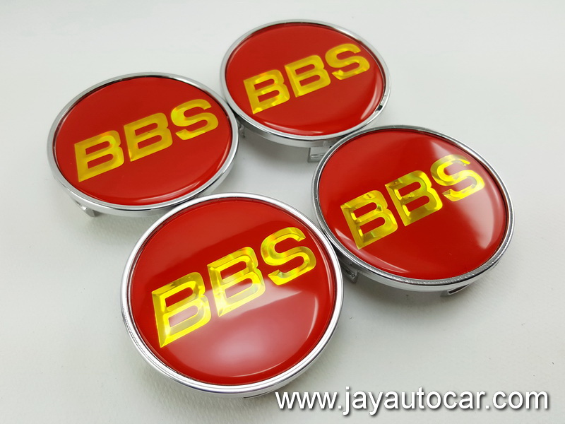 ฝาล้อรถยนต์ BBS สำหรับ ล้อแม็ก สติ๊กเกอร์เรซิ่น BBS แดง ขอบเงิน ขนาด 63.5 มิล 1ชุด 4ชิ้น 63.5mm.