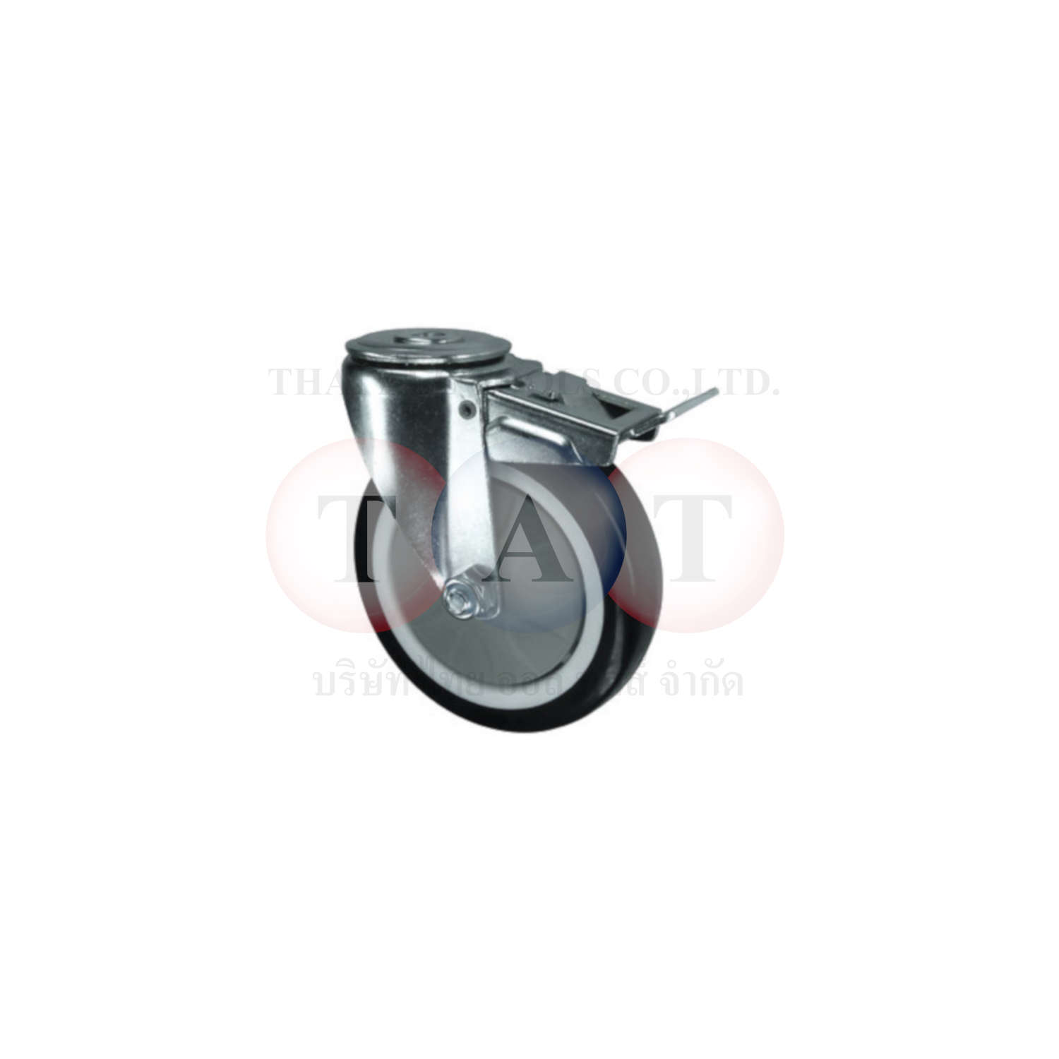 Atlas Workholders.BRAKED SWIVEL BOLT HOLE 7 5mm POLYURETHANE TYRE