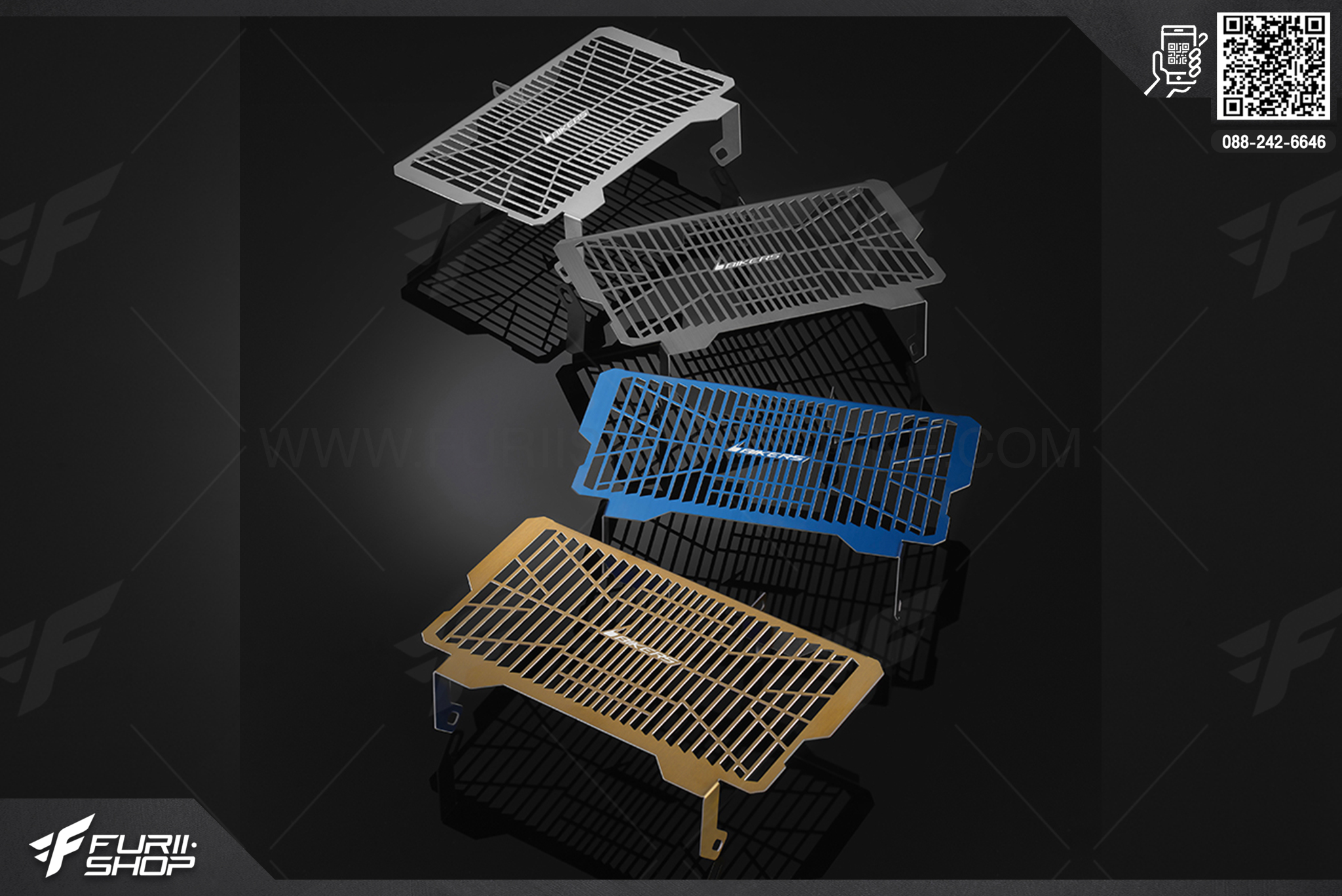 การ์ดหม้อน้ำ Titanium-Coated Stainless Radiator Guard (1.2 mm) Bikers Yamaha YZF-R3 (2019-2020)